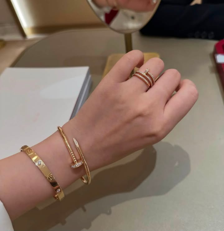 Nhẫn Cartier Juste un Clou Double Half-Paved Rose Gold