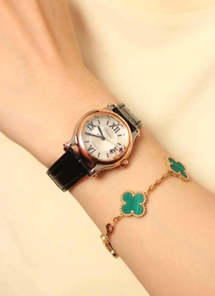 Vòng tay VCA Vintage Alhambra 5 Hoa Malachite