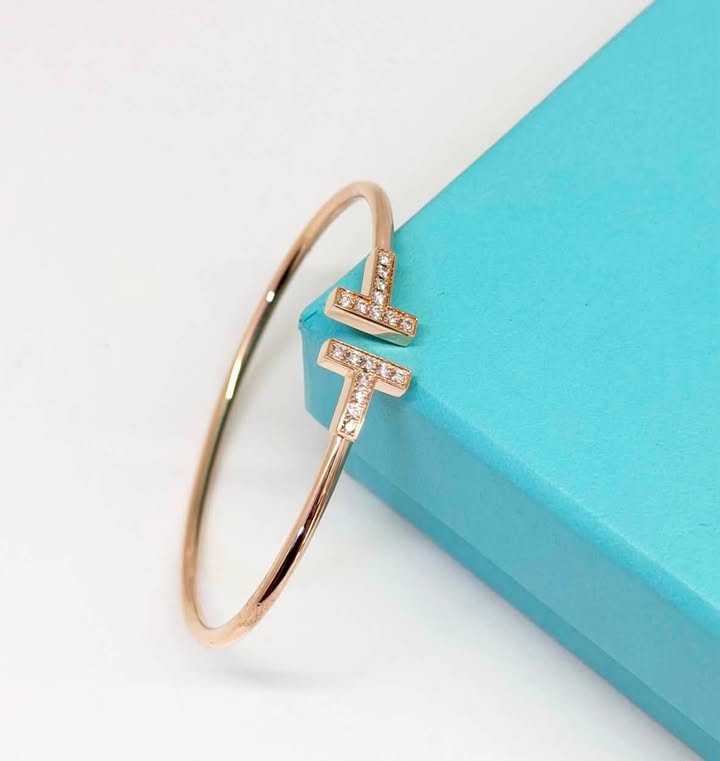 Vòng Tiffany T Đính Kim 2 Đầu Rose Gold, ảnh tổng thể
