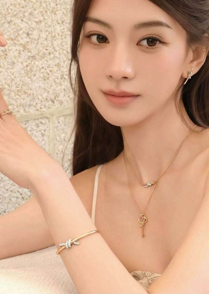 Dây chuyền Tiffany Knot Small Đính Kim, ảnh 3 chụp thật tại The Classique