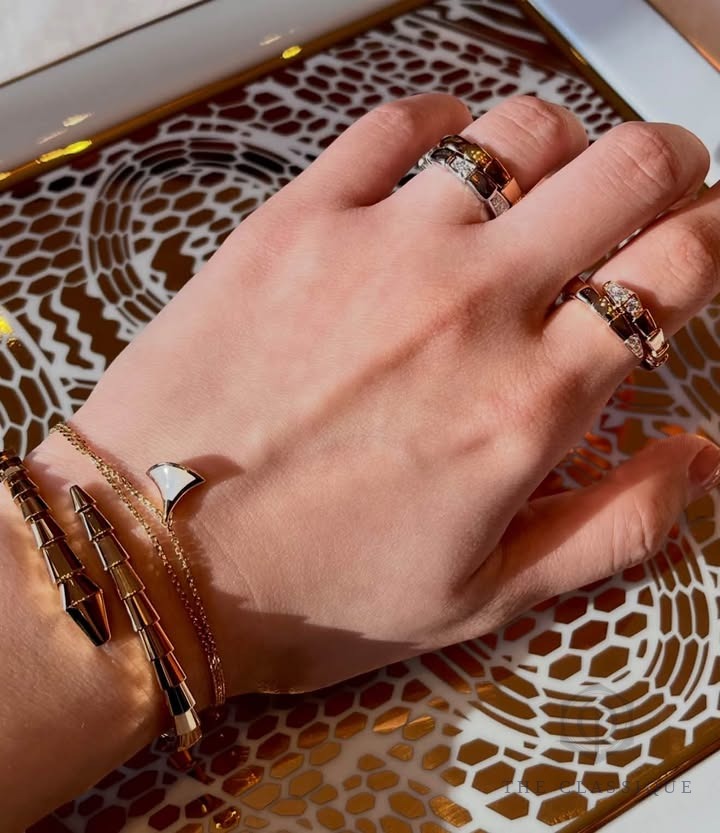 Nhẫn BVL Serpenti Viper Đính Kim Rose Gold