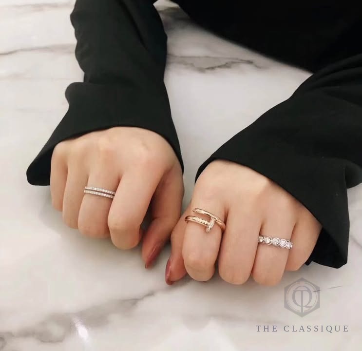 Nhẫn Cartier Juste un Clou Dày Đính Kim Rose Gold
