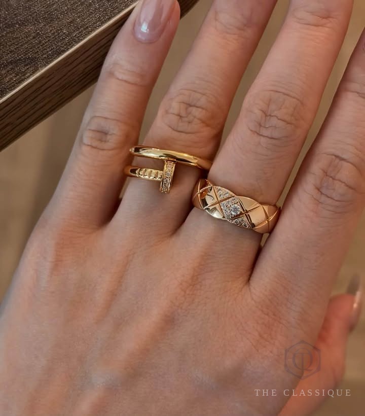 Nhẫn Cartier Juste un Clou Dày Đính Kim Rose Gold