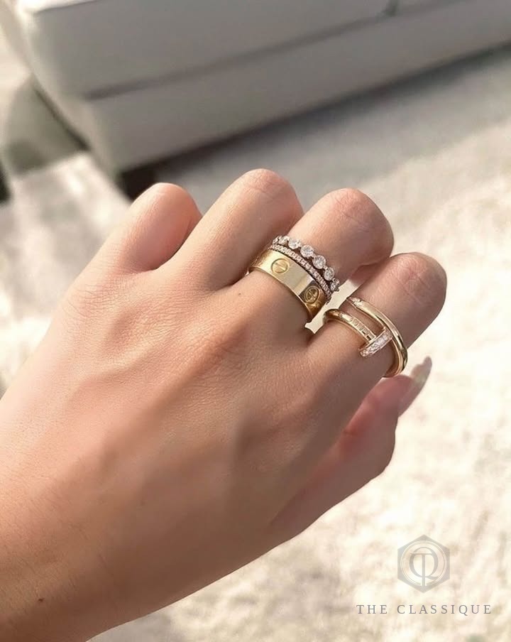 Nhẫn Cartier Juste un Clou Dày Đính Kim Rose Gold