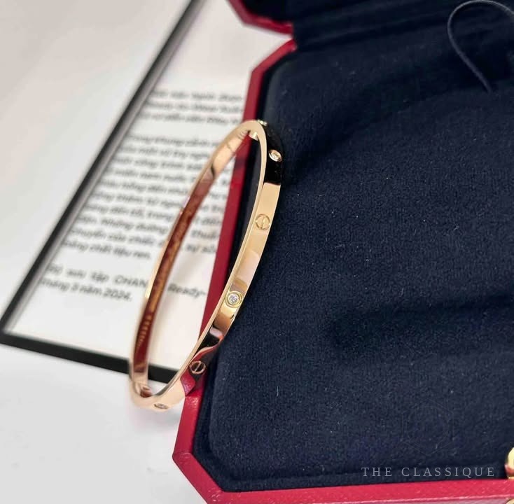 Vòng tay Cartier Love Mỏng 6 Kim Rose Gold