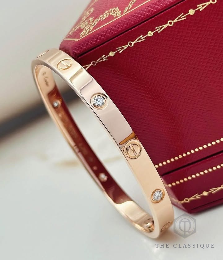 Vòng Cartier Love Bản Dày 4 Kim Rose Gold