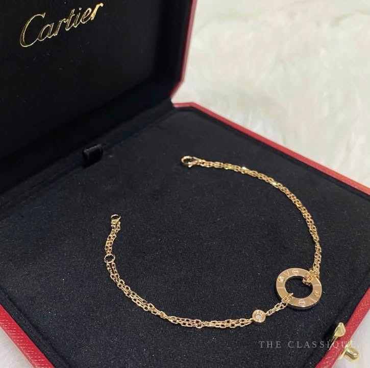 Vòng tay Cartier Love On Chain 2 Diamonds Rose Gold