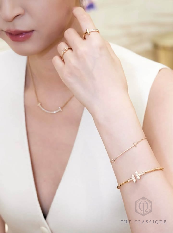 Vòng tay Tiffany T Diamond Wire Rose Gold