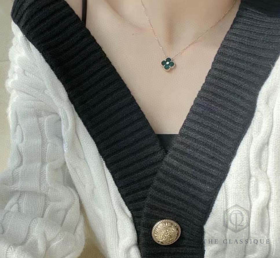 Dây chuyền VCA Vintage Alhambra Limited 2013 18K Yellow Gold Malachite Diamond