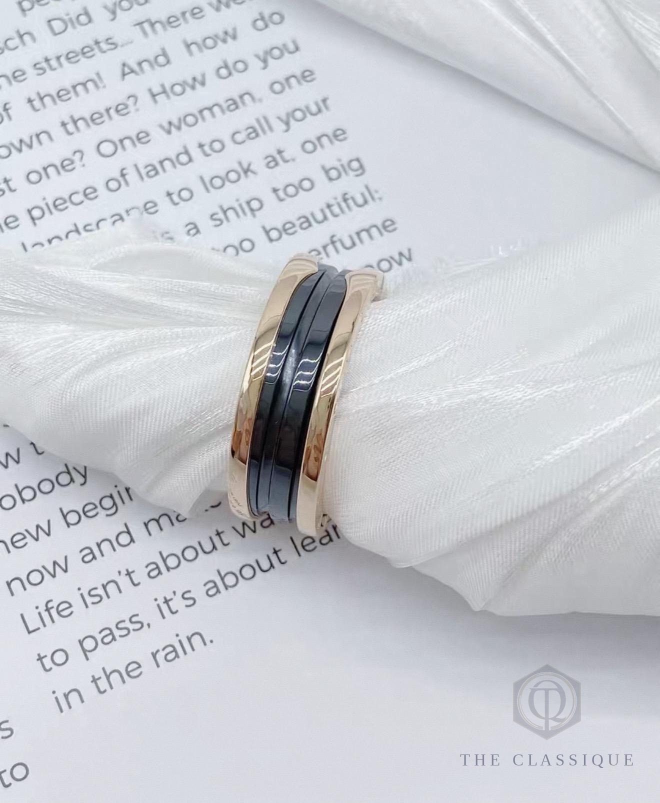 Nhẫn Bvlgari B.zero1 18K Rose Gold Ceramic 1 band kèm box