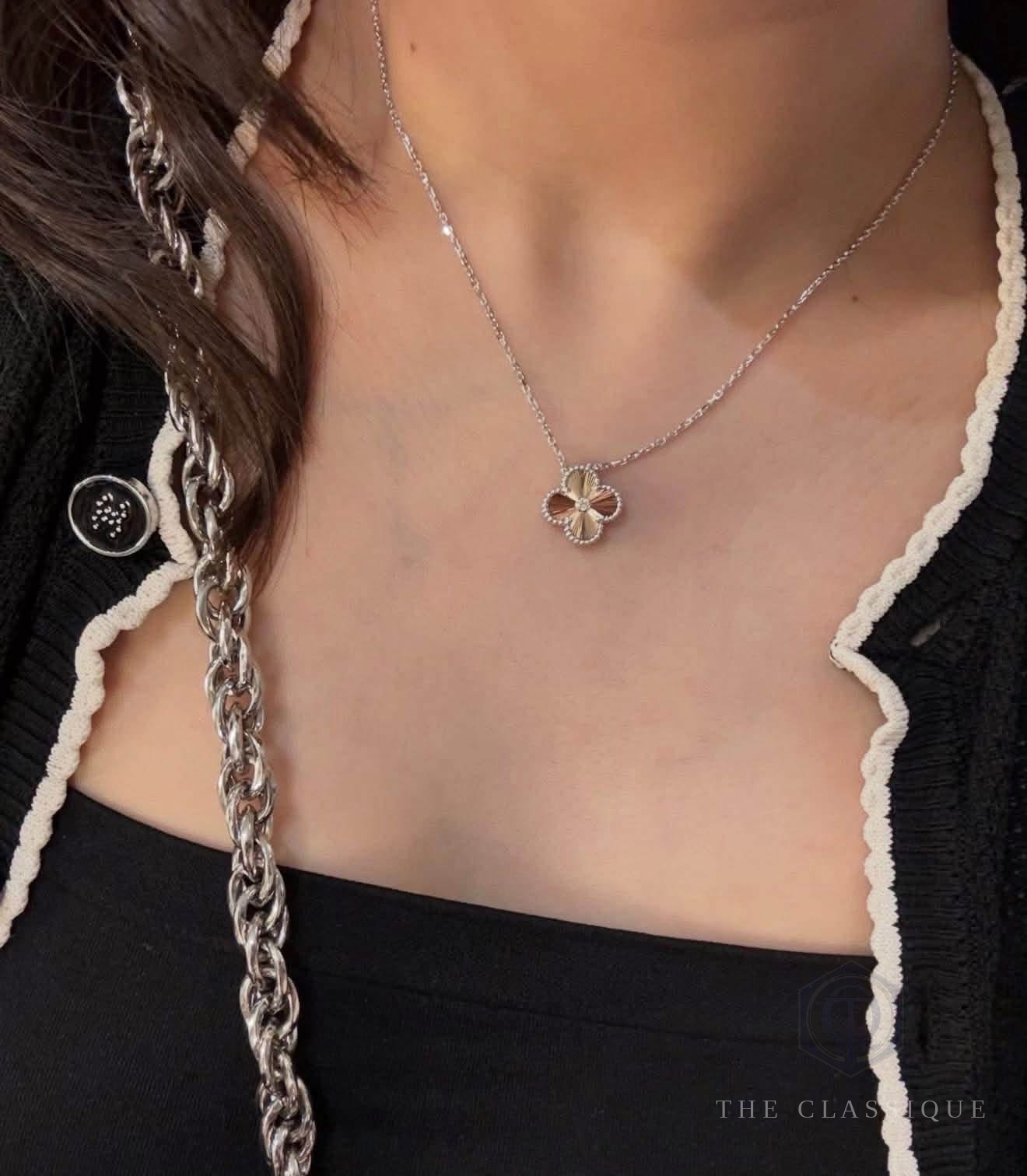 Dây chuyền VCA Vintage Alhambra Limited 2024 18K Rose Gold White Gold Diamond