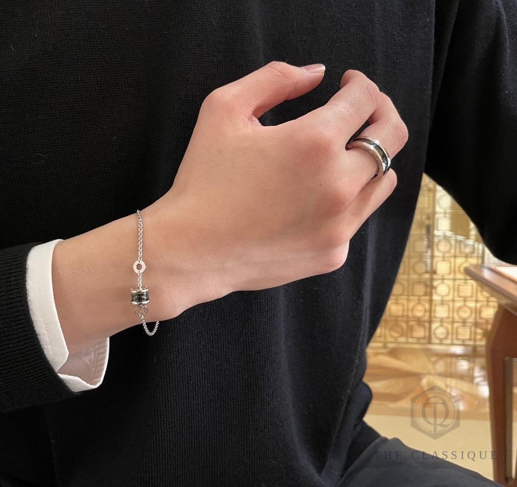 Vòng tay Bvlgari BVL B.zero1 White Gold + Ceramic đen.
