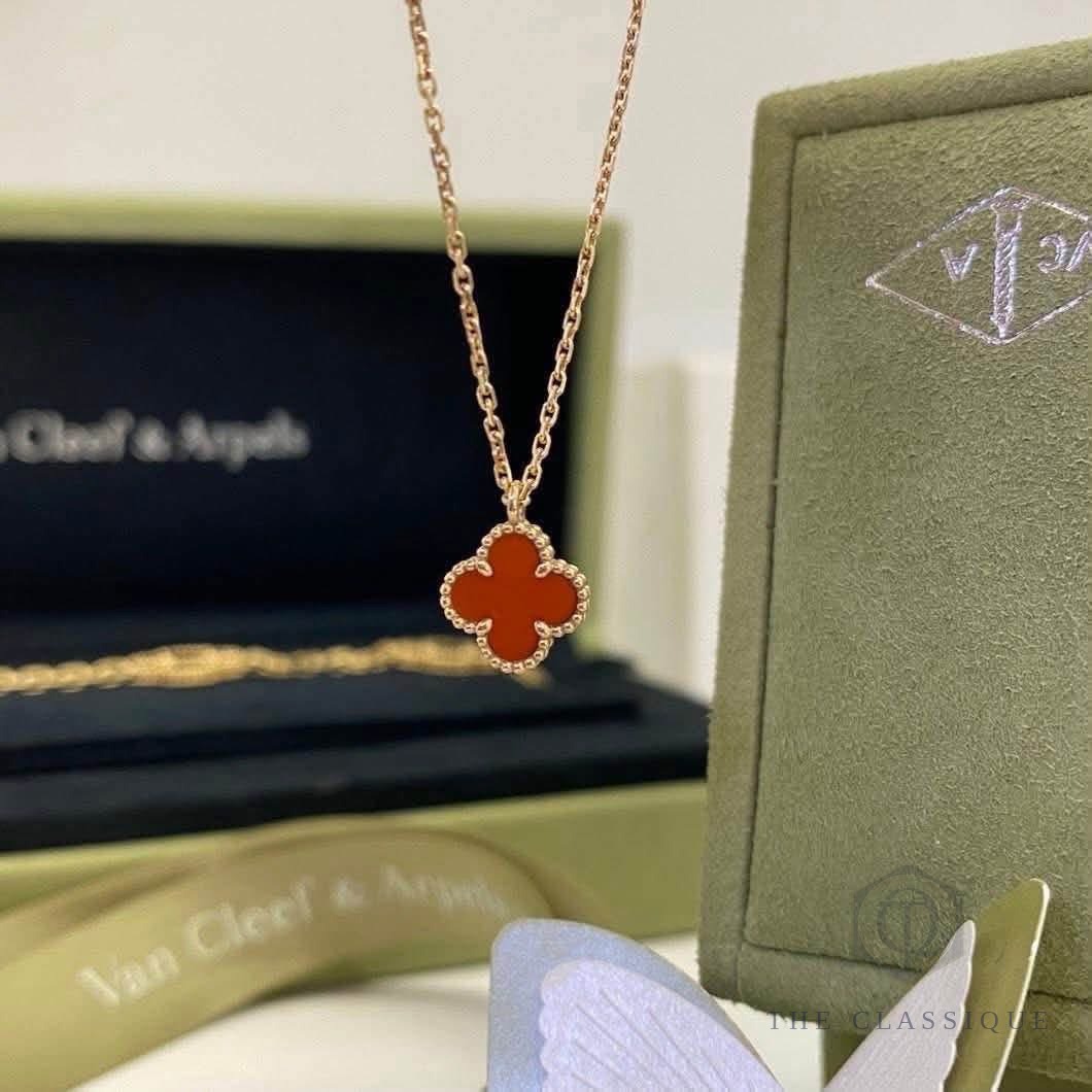 Dây chuyền VCA Sweet Alhambra Carnelian 18K Rose Gold