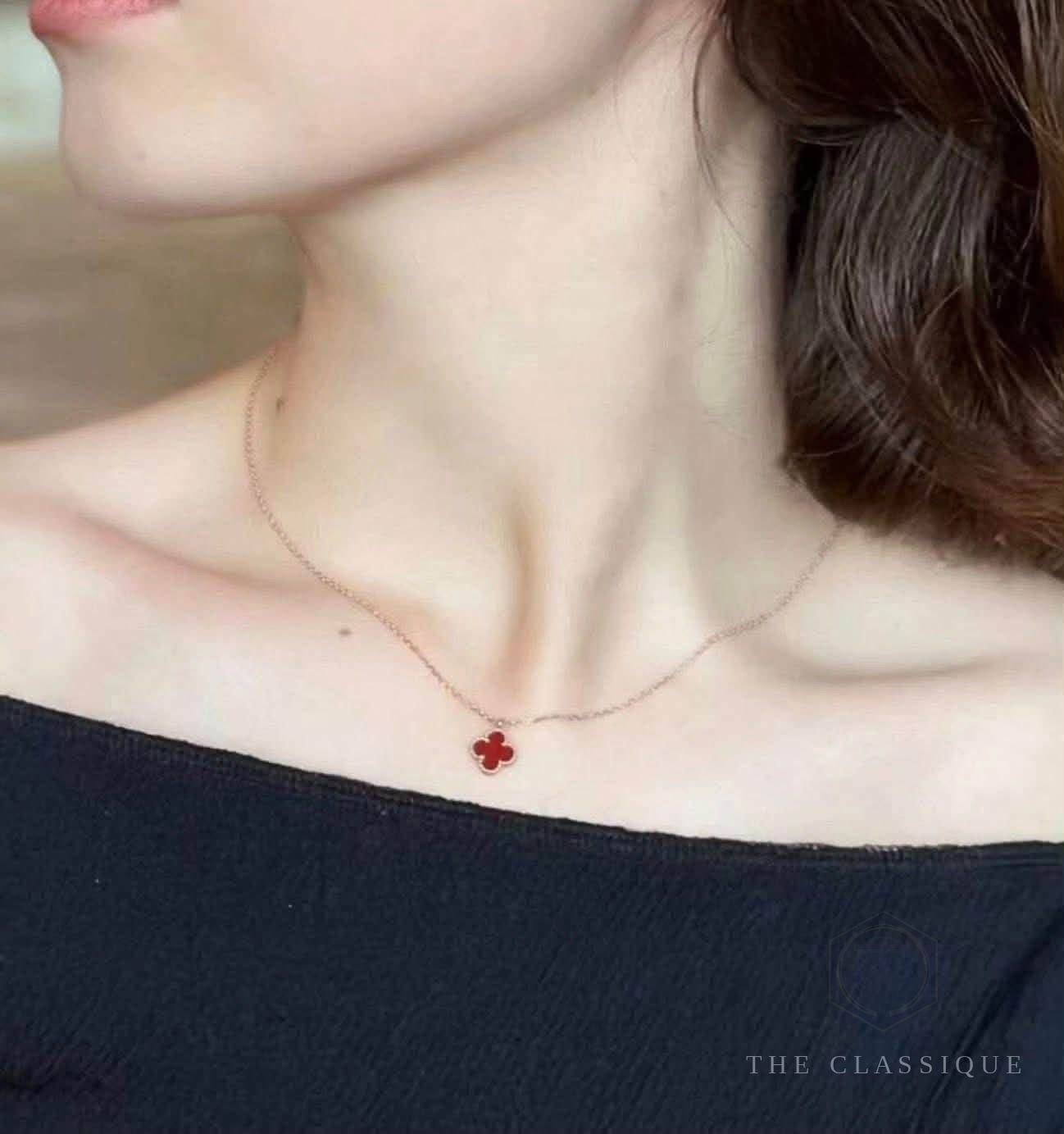 Dây chuyền VCA Sweet Alhambra Carnelian 18K Rose Gold