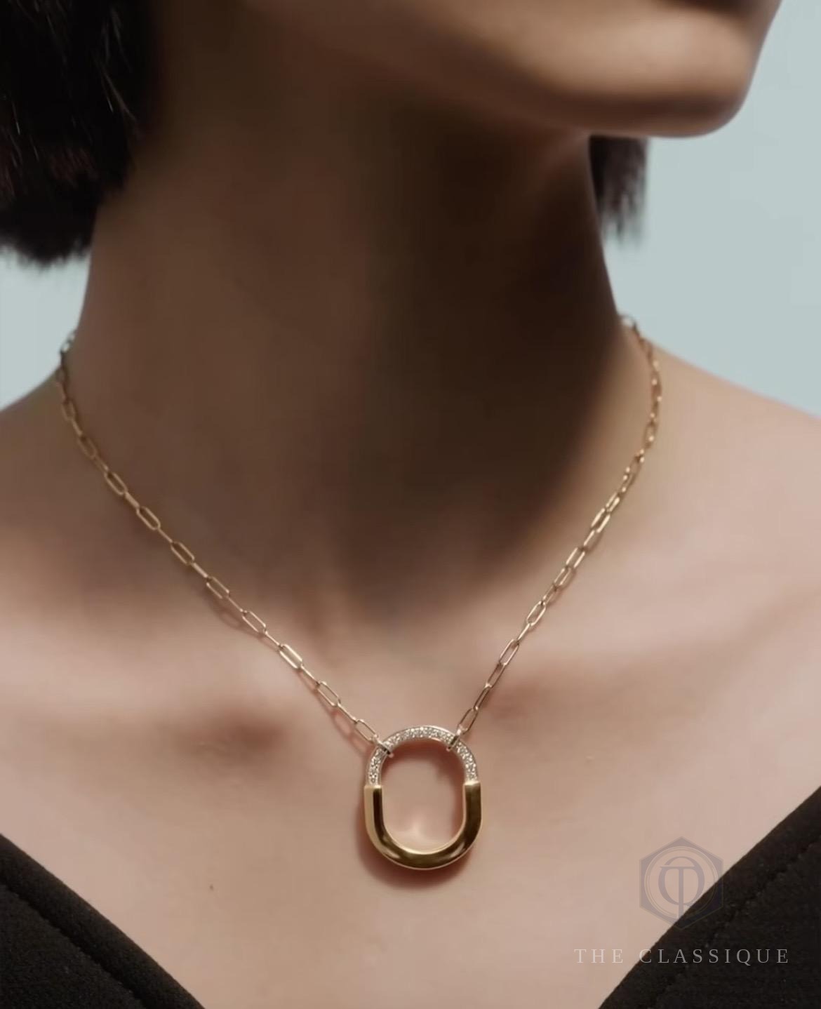 Dây chuyền Tiffany Lock in Yellow Gold with Diamonds, Medium